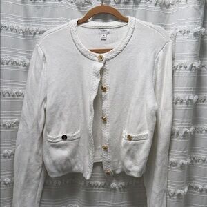 J. Crew Women's Cream Button-Up Cardigan